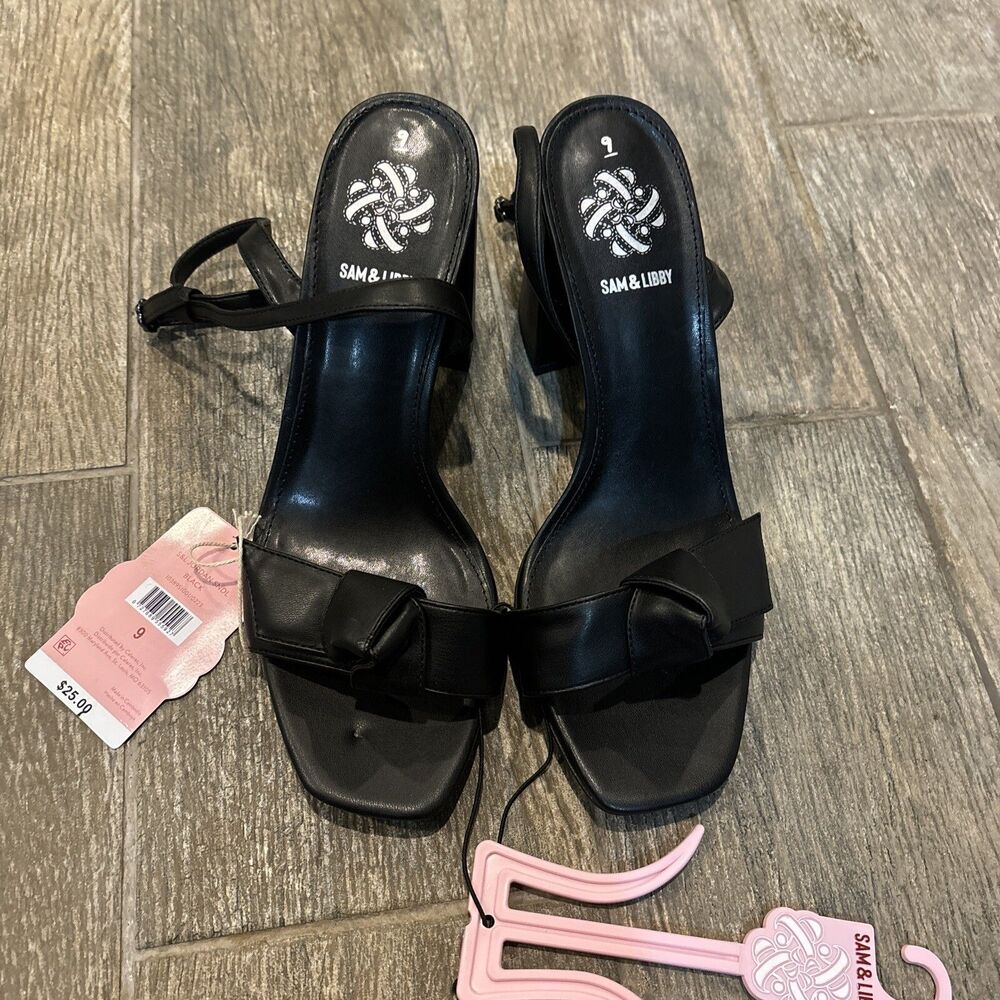 Sam & Libby Jordan High Block Heel Sandals Black Women’s Size 9